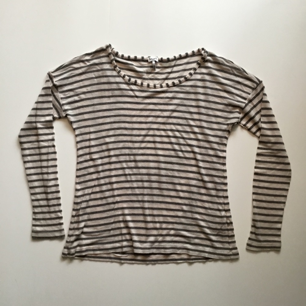 Splendid Grey Thermal Striped Top S